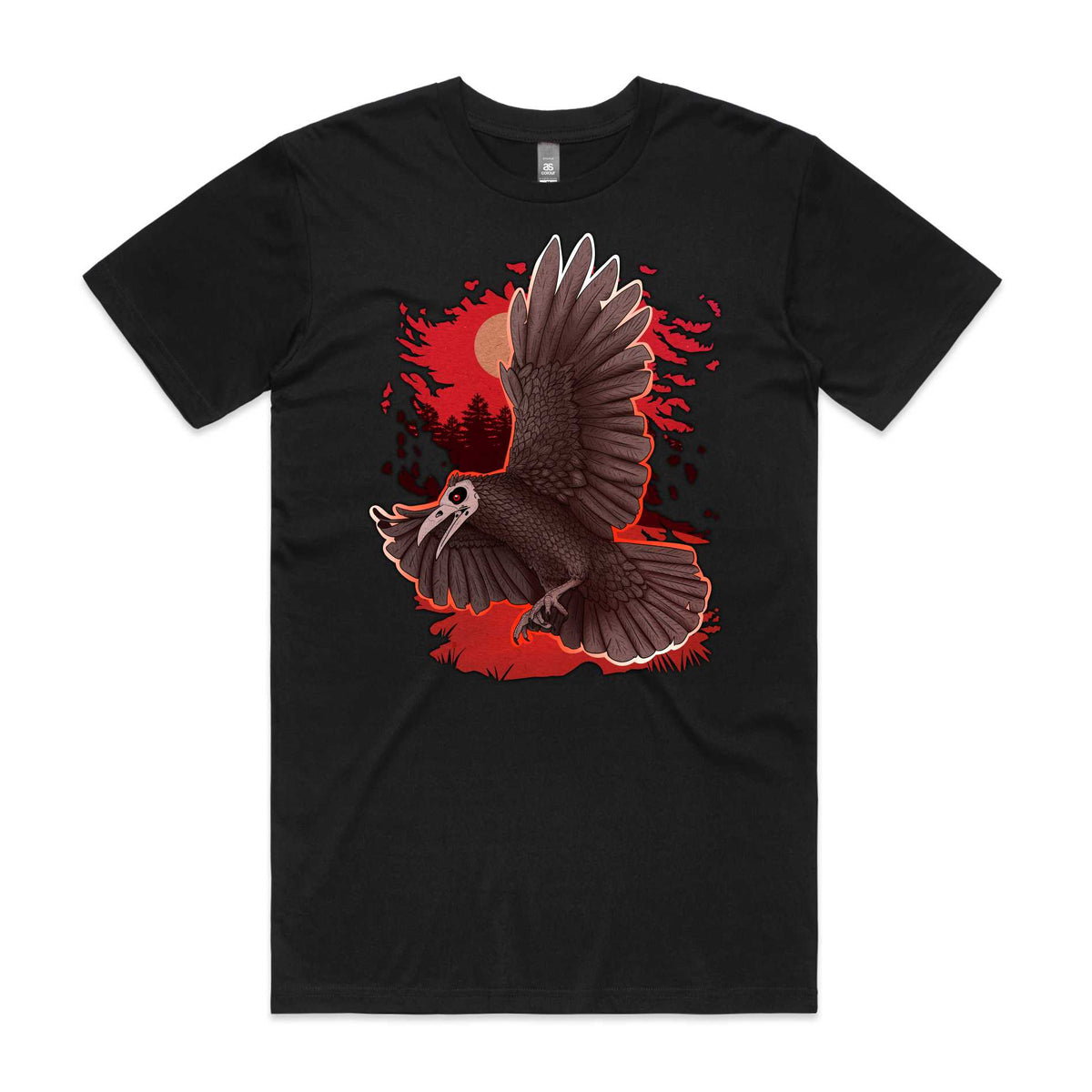 Crow on Red T-Shirt